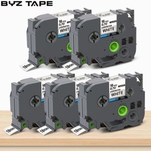 5 Pack 18mm Laminated Black on White Compatible for Brother P-Touch TZe241 tze241 TZE241 for PTD600 PTD400 PT-D450 Ptd400Ad Ptd600 Ptd400 Pt-D450 Label Maker