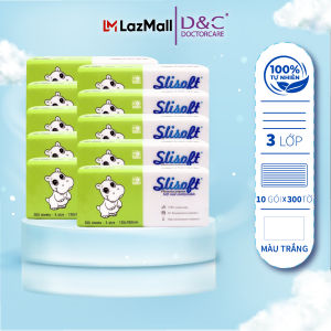 Giấy ăn Slisoft Trắng 3 lớp thân thiện môi trường giấy ăn không chất tẩy trắng an toàn cho cả gia đình