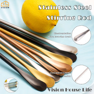 Vision 304 Stainless Steel Stirring Spoon Long Handle Stirring Stick Coffee Stirring Rod Mixing Spoon Tea Coffee Ice Cream Juice Drink Milkshakes Stirring Spoon