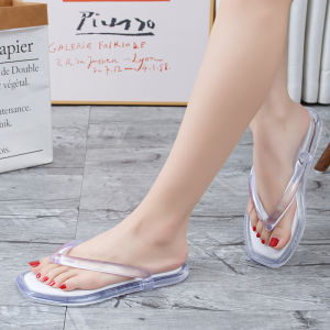 [Free Shipping] Korean-Style Ins-Style Transparent Crystal Flip-Flops For Women Summer Casual Vacation Outdoor Wear Flat And Comfortable