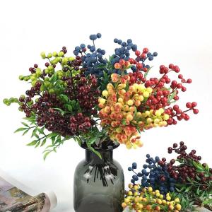 UMBRAULI Xmas Wedding Shrub Holly Stems Branch Artificial Berry Bouquet Christmas Decoration Fake Fruit