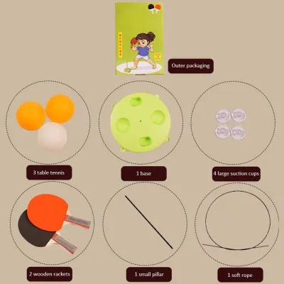 Wood Table Tennis Trainer Upgraded Portable Soft Shaft Training Machine Ping Pong Practice with ping pong bat and balls