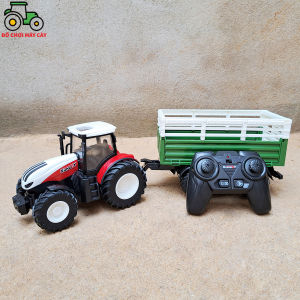 Máy kéo 210 HP_Bánh nhỏ + Rơ mooc - Điều khiển từ xa (RC) xe máy cày đồ chơi xe nông trại MK16BNRMTX