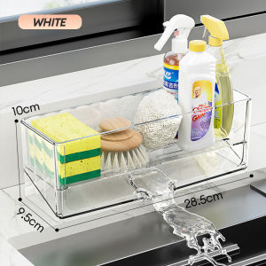 HYM High Quality Acrylic Sponge Holder for Sink with Drainer Sink Organizer Kitchen Accessories