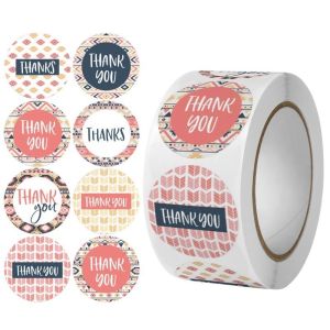 100Pcs Long Pink Cute "Thank You" Stickers - Handmade Bakery Cake Packaging Sealing Labels
