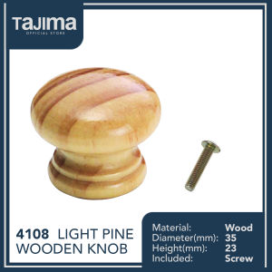 Tajima 4108 1PC 35MM Round Wood Cupboard Cabinet Knob/Door Wooden Wardrobe Drawer Furniture Modern Minimalist Solid Wood