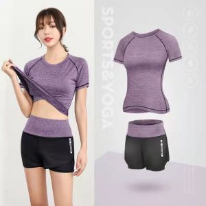 [SG Seller] Women High Waist Pants and T Shirts | 2 Pieces Suit | Suitable For Yoga Gym Jogging and Running etc. | Seamless and Ultra Stretch Material