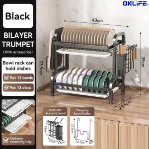 [OKLIFE®]Stainless Steel Dish Drainer Rack Kitchen Bowl Drain Rack with Holder Dish Drainer kitchen dish rack