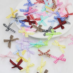 (100ชิ้น/แพ็ค) 3.5ซม. ลายสก๊อตหลากสีโบว์โบว์ริบบิ้นขนาดเล็กกล่องของขวัญบรรจุภัณฑ์กล่องขนมงานแต่งทำมือเครื่องประดับผมบ้านวินเทจ DIY