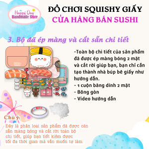 Squishy Giấy - Ngôi Nhà Búp Bê Giấy Nhồi Bông Sushi - DIY Set Giấy Tự Làm - Đồ Chơi Cho Bé