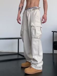 COD Seluar Seluar Putih Lelaki Musim Panas Nipis Longgar Seluar Kasual Pakaian Kerja Seluar Kasual Lurus Kaki Lebar Sem