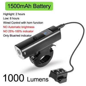 Bicycle Headlight Waterproof Night Cycling 1000 Lumen Bike Front Light USB Charge 2000mAh MTB Handle Flashlight Road Bike Torch