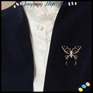 【Jumpping】 เข็มกลัดผีเสื้อขนาดใหญ่ที่สวยงามสำหรับผู้หญิงหมุดเคลือบแบบวินเทจเครื่องประดับเสื้อยกทรงแวววาวอเนกประสงค์ของขวัญเสื้อผ้า