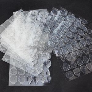 YUYU 24 pcs Clear Fake Nails Sticker Double-Sided Adhesive Tabs for False Nails