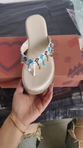 [Free Shipping] Summer Outdoor Non-Slip Platform Sandals Featuring Ethnic Floral Designs And A Thick Sole Perfect For Vacations And Beach Wear