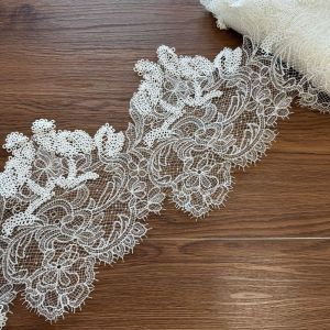 VMCTRD Handmade Embroidery Lace Bearded Edge 1 Yard Hollowed Out Lace Embroidery Fabric Sewing Material Fish Silk Lace Clothing Decoration