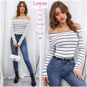 Lotus | Áo Kiểu Cổ Chéo Chữ X Đẹp Thun Cotton Màu Hồng Baby Dự Tiệc | Áo Thun Tay Dài Nữ | Áo Phông Màu Trơn Kiểu Croptop Ôm Body Tôn Dáng