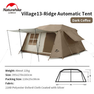 Naturehike Village13 Outdoor Automatic Tent Glamping Camping 2 Rooms 1 Living Tent Waterproof Windproof Outing Picnic Camp Luxury Speed Portable Open Tent Ground Cloth Sheet Mat