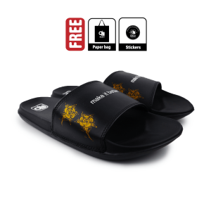 Dilset - flower Black | Sandal Slop | Sandal Slide | Sandal Slide Pria Wanita | Sandal Original