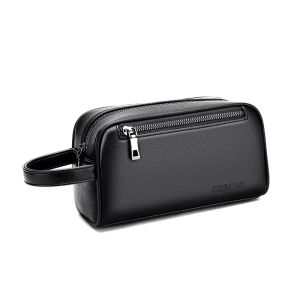 High Quality Top Layer Cowhide Double Zipper Mens Handbag Wallet Card Bag Password Lock Buckle Bag For Men Sacoche Homme2026