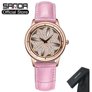 Đồng Hồ Thời Trang Nữ SANDA Quay Số Đồng Hồ Nữ Da Thương Hiệu Cao Cấp Đồng Hồ Nữ Thạch Anh Chống Nước Thường Ngày Hộp Quà Tặng