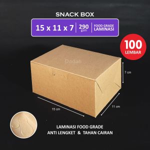 Dus Snack Box Laminasi Isi 100/50/25 lembar  Kraft Coklat Tebal 290gsm Dus Kue / Fried Chicken / Martabak / Roti bakar