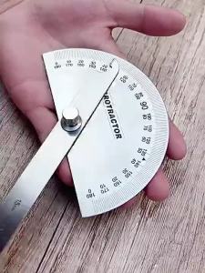 Stainless Steel Angle Gauge – 14cm 180-Degree Semi-Circular Protractor Ideal for Carpenter’s Angle Measurement