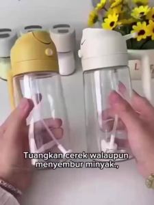 470ML Glass Oil Pot 2-in-1 Spray Oil Bottle Dispenser Bottle Bottle Automatically Press Bottle 喷雾油瓶分配器瓶醋瓶自动压调味瓶 喷倒两用玻璃油壶