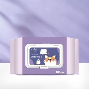 80Pcs Alcohol Free Multifunctional Pet Grooming Wipes Gentle Safe Wet Tissue Daily Body Cleaning Portable Practical Multipurpose Clean Stains Dirt Comfort Skin Care for Dogs Cats Household Pets