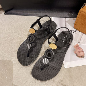 IELGY womens casual flat sandals hollow buckle sandals