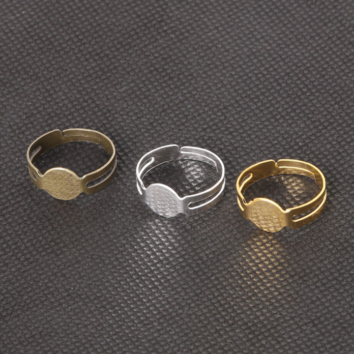 40pcs/pack Open Circle Ring with Pad Adjustable 18mm Flat Ring