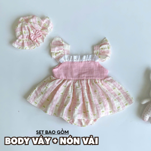 BD258 Body váy xô Muslin hoa nhí RIOKIDS quần áo cho bé gái sơ sinh đầy tháng thôi nôi