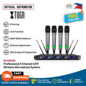 XTUGA M-6604S Professional 4 Channel UHF Wireless Microphone System True Diversity Wireless Microphone Cordless Handheld Mic Enhance Signal Working Range Whole Metal Microphone with IR Function for Karaoke Concert Church Speech Wedding 4set Mic VMI Direct
