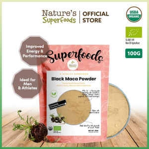 Natures Superfoods Organic Black Maca Root Powder 100G - Energy Boost & Vitality enhancer for Men & Athletes