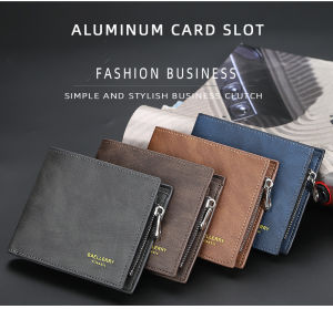 Original Baellerry PU Leather Mens Wallet Gift D9168 FRONTSLOTSOFTZIPPER