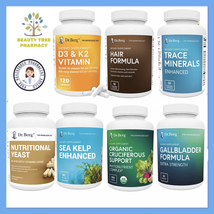 Dr. Berg D3 & K2 Vitamin, Gallblader Formula, Cruciferous Support, Hair