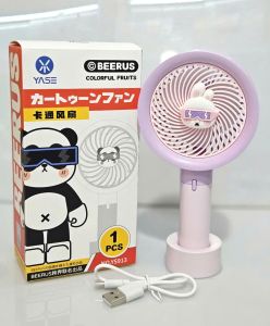 Quạt sạc tích điện mini hoạt hình ngộ nghĩnh 3 cấp gió và có đế