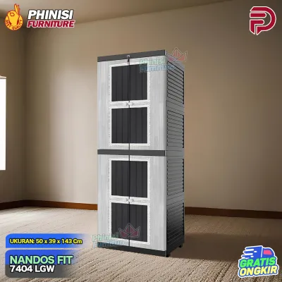 Nandos Fit Long Door Naiba Lemari Pakaian Minimalis Lemari Pakaian Plastik Premium dengan Cermin
