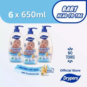 [Bundle of 6/12] Drypers Baby Head to Toe Baby Bath - Oat 650ml