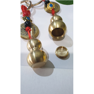 Móc khóa chuông đồng & hồ lô 5 đồng tiền