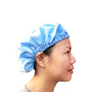 Nón vải trùm tóc cao cấp dùng trong lao động màu xanh biển và trắng