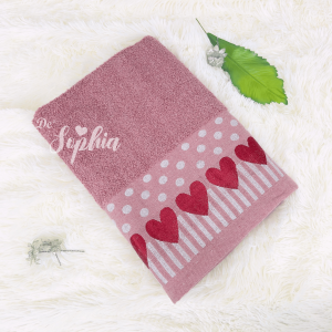 Love Printed Home Bath Towel Good Absorbent Pure Cotton Quick Drying 70x140cm Tuala Mandi Dewasa Kain Tebal Cepat Serap Air 420g (#6515-T522)