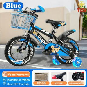 Beige Bike For Kids Kid Bike with Basket with Flashing training wheels 12/16/18Inch Bike For Kids Suitable For 2 To 12 Years Old Kids Bike