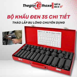 Bộ khẩu đen 35 Chi Tiết 1/2 Inch – Khẩu ngắn dài tháo lắp bu lông ô tô xe máy – Thế Giới Thợ Xe