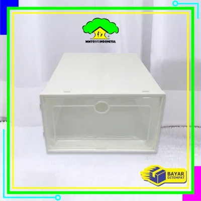 MI-C158 Kotak Sepatu Lipat Transparan Tebal Shoes Storage Box Organizer Rak Sepatu Plastik Susun