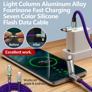 Colorful 4in1 aluminum alloy fast charging data cable