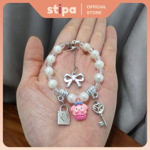 STIPA Gelang Mote Charm Karakter Manik Putih White Color Bangle Tangan Beads San rio LZ