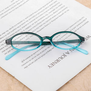 Women Oval Red Frame Glasses Gradient Green Frame Narrow Small Eyeglass Girls Outdoor Fashion Wear with Seaside Driving Glasses