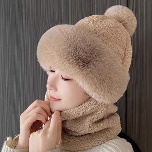 Nón Lông Kèm Khăn Che Cổ Thiết Kế Hiện Đại Siêu Dễ Thương Giữ Ấm Cho Bạn Trong Mùa Đông