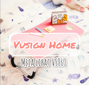 Vusign Folding Table Meja Belajar Laptop Lipat Warna-Warni Dengan Cup Holder dan Phone Tab Holder VS86X